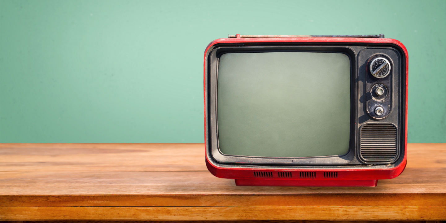 Vintage TV on bench